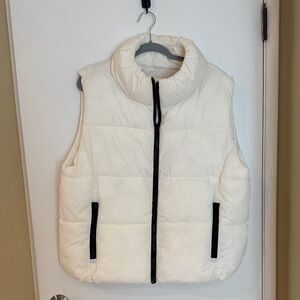 Joe Fresh White Puffer Vest with Black Details